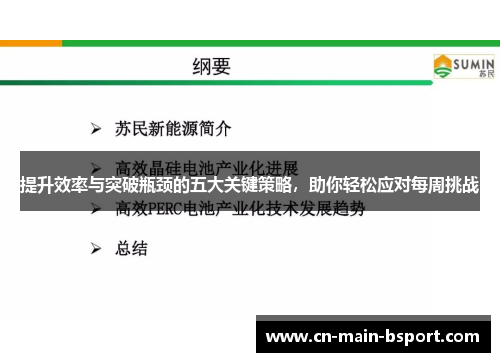 提升效率与突破瓶颈的五大关键策略,助你轻松应对每周挑战 提升效率与突破瓶颈的五大关键策略,助你轻松应对每周挑战
